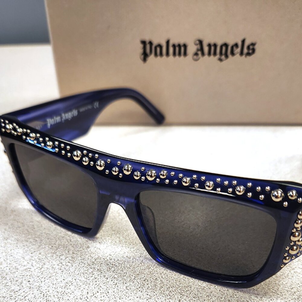Palm Angels Casablanca Studded Square-Frame Sunglasses - Purple NIB